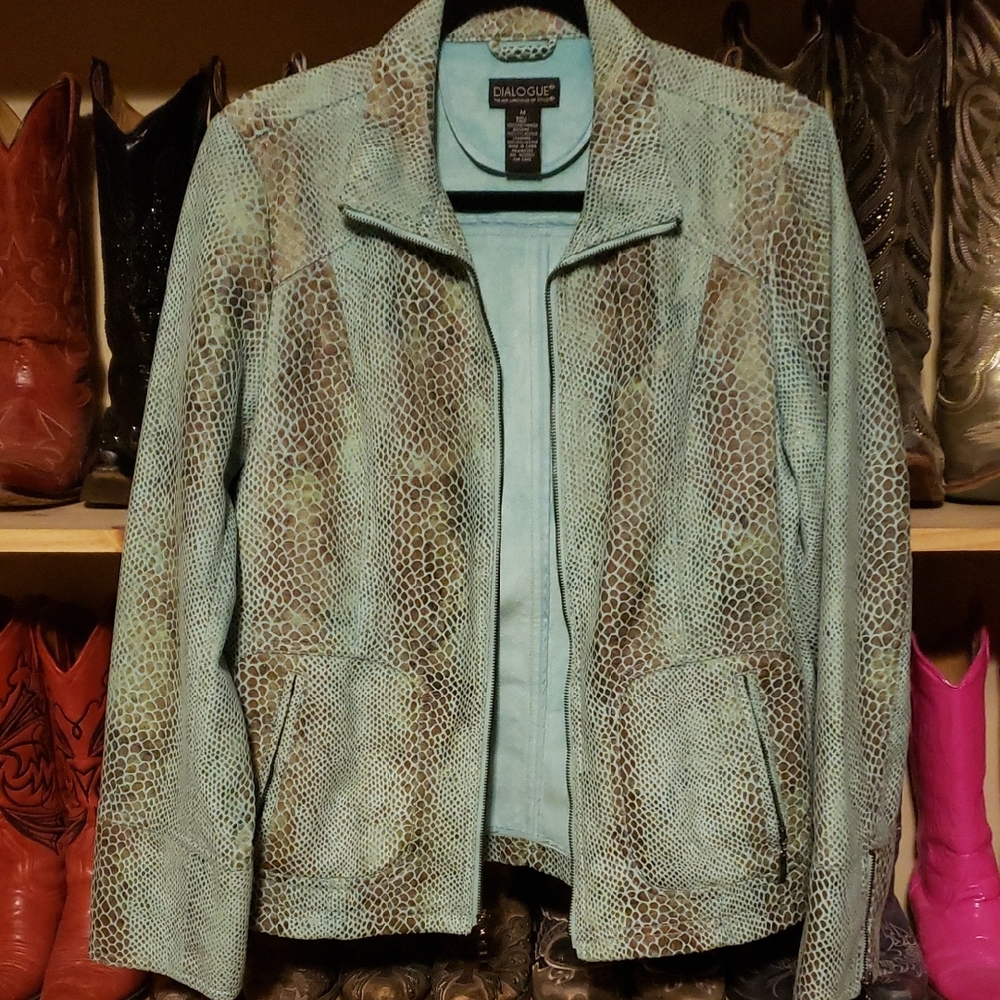 Dialogue Women's Mint Snake Print Blazer